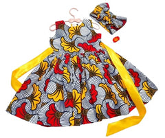 Beautiful African Print Girl Dress With Head Band