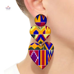 Wholesale Trend  Fashion Ankara Ethnic Heart Earrings