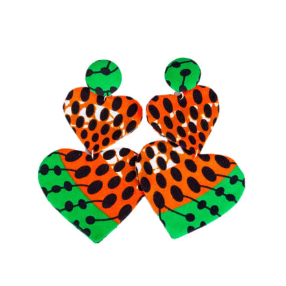 Wholesale Trend  Fashion Ankara Ethnic Heart Earrings