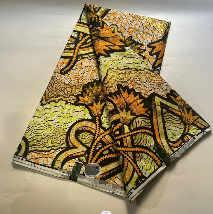 African Hot Sell High Quality Original Grand Golden Powder Prints Batik Ankara Tissue Wax Fabric 100% Cotton