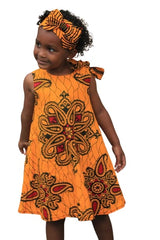 Beautiful African Print Girl Dress With Head Band
